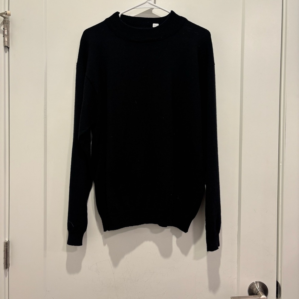Haggar City Casuals Mens XL Black‎ 100% Merino Wool Crew Neck Knit Sweater